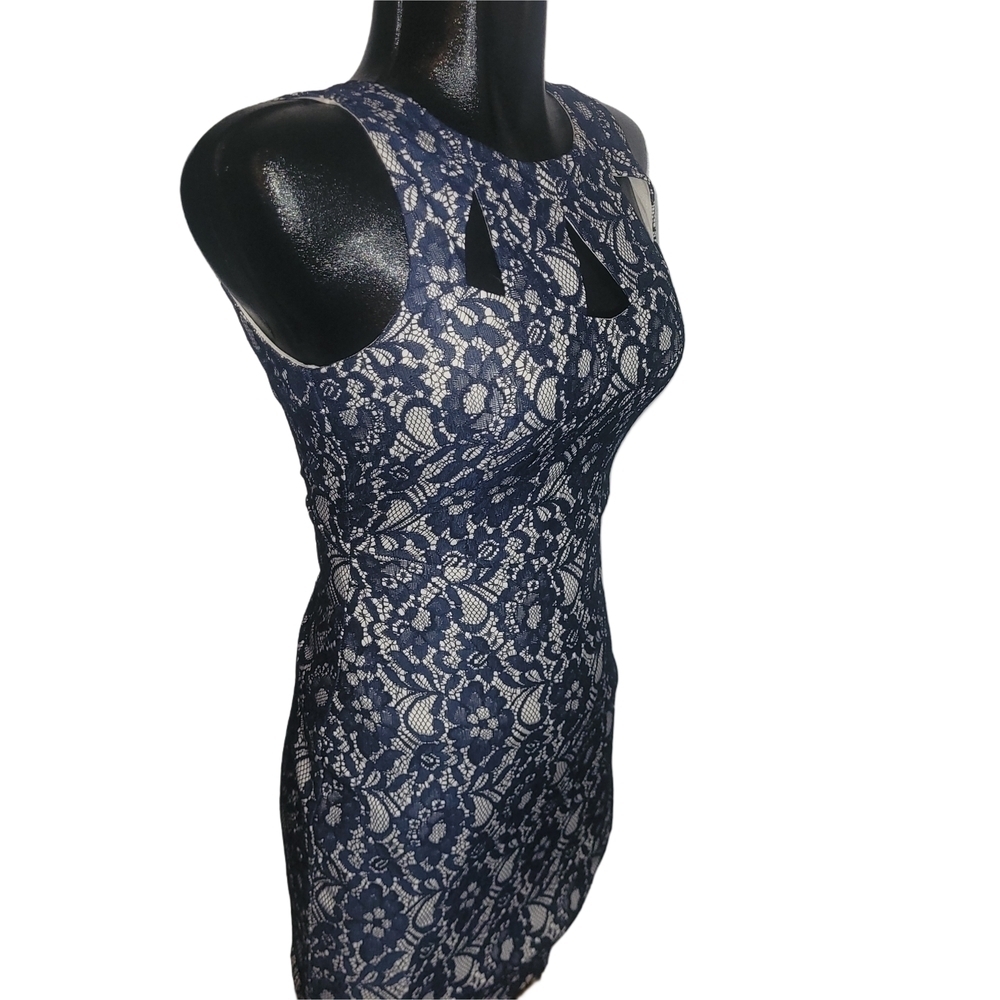 Ark & Co Navy Lace Sleeveless Cocktail Sheath Dress Size S - Picture 3 of 7
